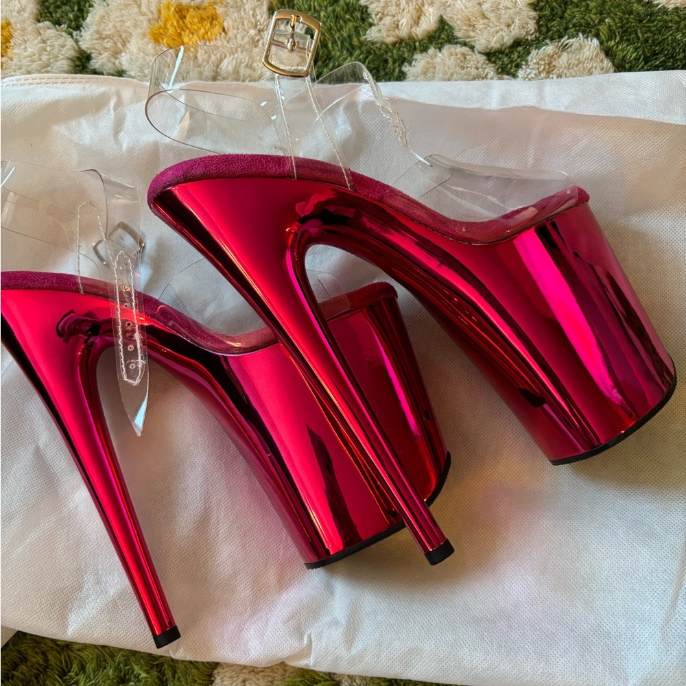 Pleaser Flamingo-808 Exotic Dancing Shoes, 8" Heel Ankle Strap Platform Sandal